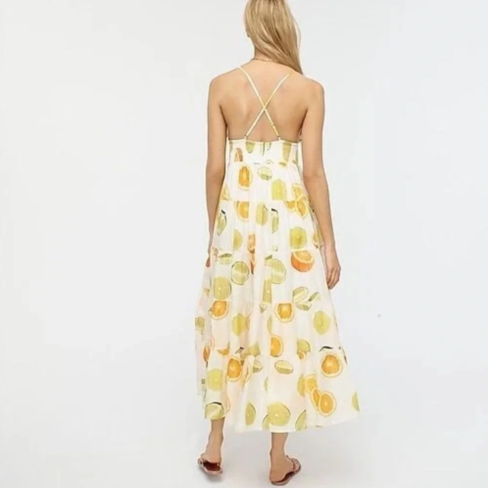 Edie Parker x J.Crew Citrus Print Button-Front Maxi Dress XS NWT